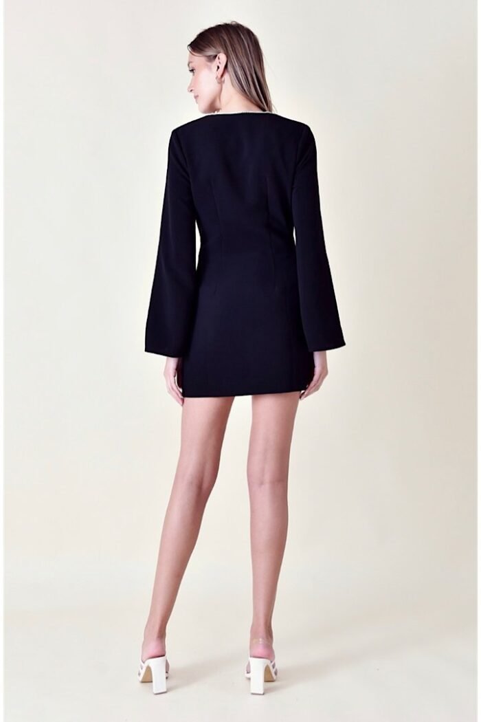 Thera V-neck Diamante Mini Dress - Image 3