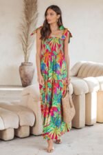 Thirza Printed Bow-tie Shirred Maxi Dress - Image 2