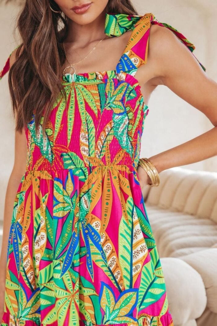Thirza Printed Bow-tie Shirred Maxi Dress - Image 5