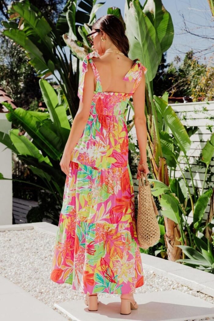 Thirza Printed Bow-tie Shirred Maxi Dress - Image 12