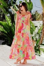 Thirza Printed Bow-tie Shirred Maxi Dress - Image 13