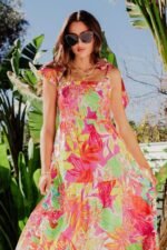 Thirza Printed Bow-tie Shirred Maxi Dress - Image 14