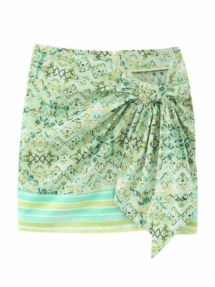 Val Retro Printed Wrap Mini Skirt - Image 1