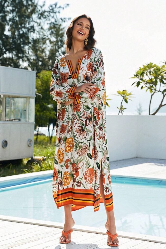 Vera Floral Printed Maxi Kaftan - Image 3
