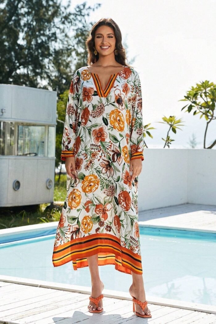 Vera Floral Printed Maxi Kaftan - Image 2