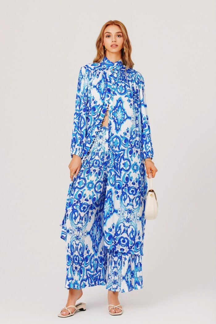 Verna Printed Plisse Long Set - Image 1
