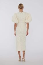 Veronica Jacquard Puff Sleeves Midi Dress - Image 3
