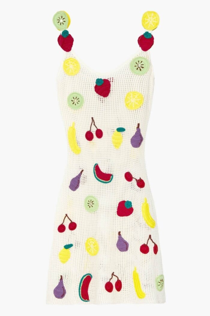 Via Fruit Patchwork Crochet Mini Dress - Image 5