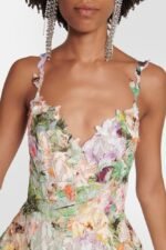 Violet Floral Embroidered Lace Midi Dress - Image 3