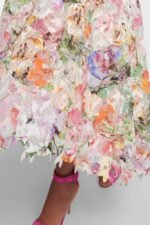 Violet Floral Embroidered Lace Midi Dress - Image 4