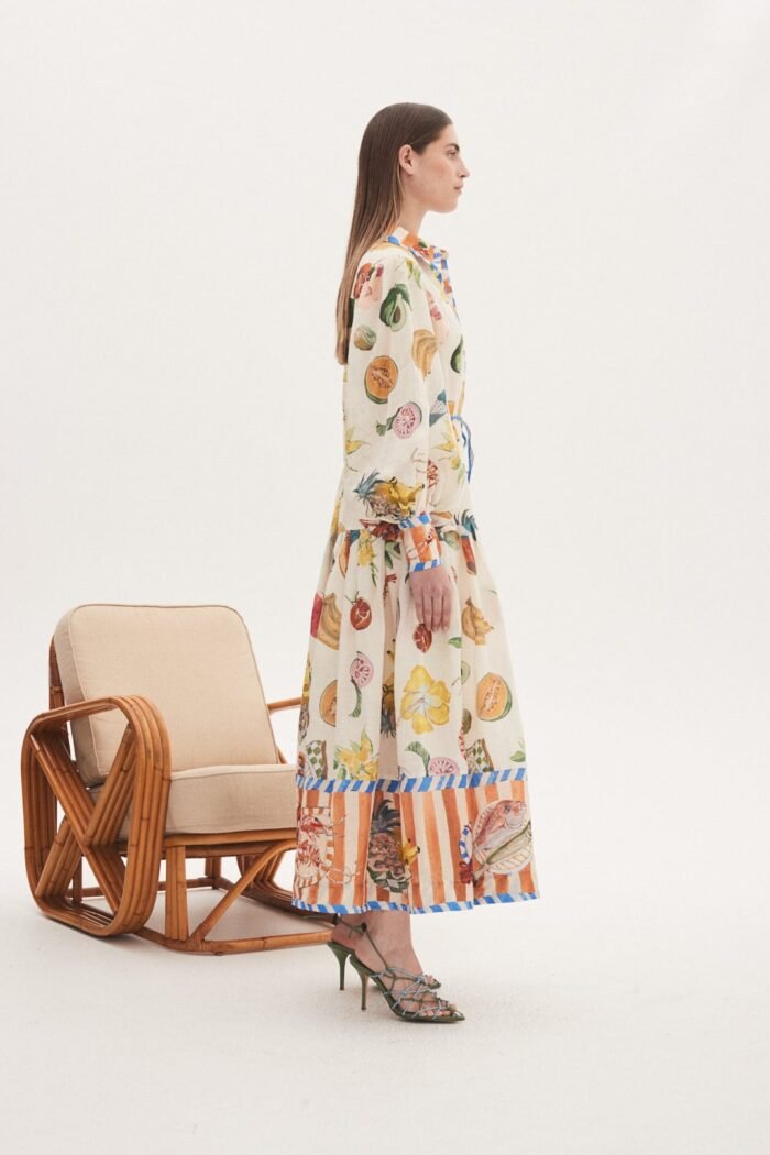 Willa Tropical Printed Ballon Sleeve Maxi Shirt Dress - Image 3