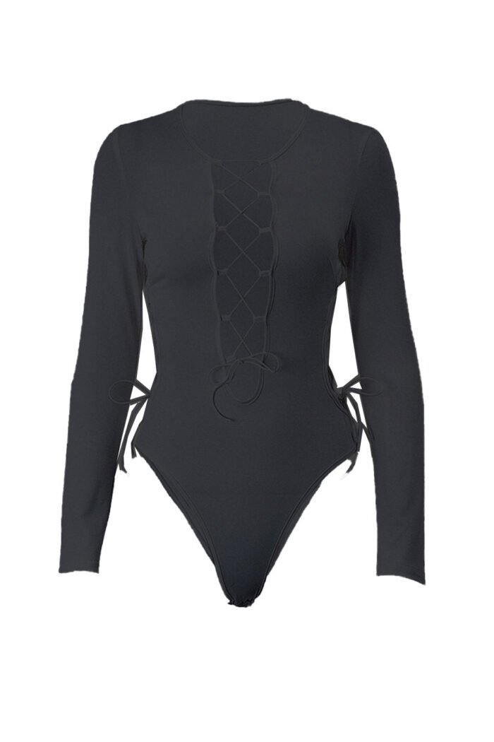 Yetta V-neck Lace Up Bodysuit - Image 4