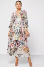 Yvette Printed V-neck Chiffon Maxi Dress