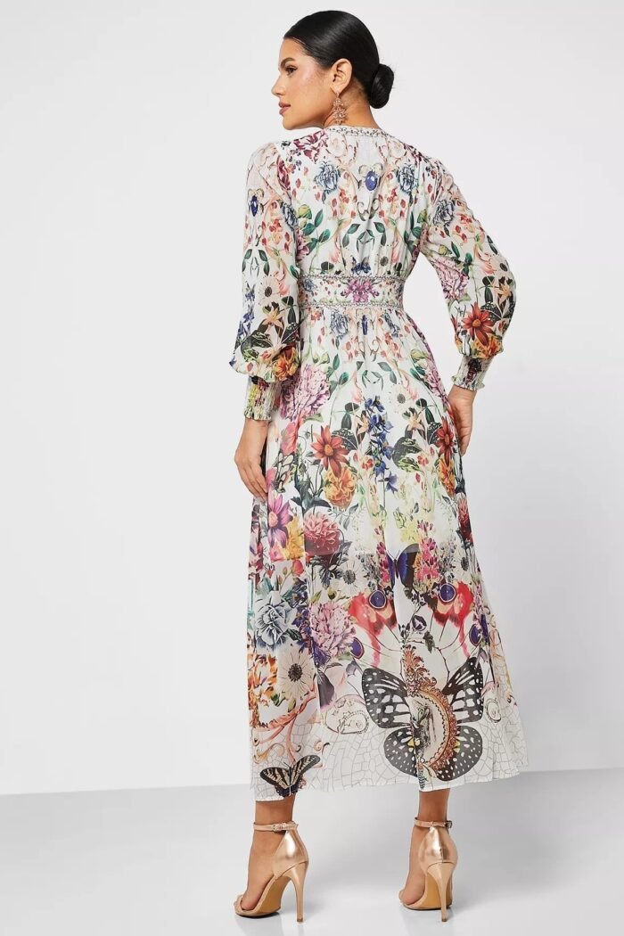 Yvette Printed V-neck Chiffon Maxi Dress - Image 4