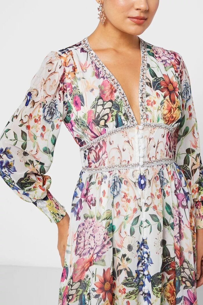 Yvette Printed V-neck Chiffon Maxi Dress - Image 3
